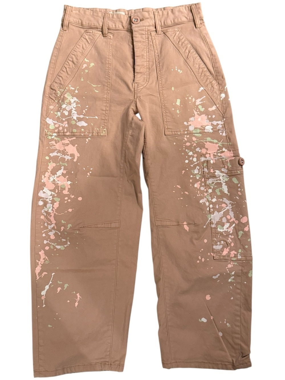 Pilcro Anthropologie Light Peach Orange Millie Low-Slung Barrel Pants - Picture 2 of 10